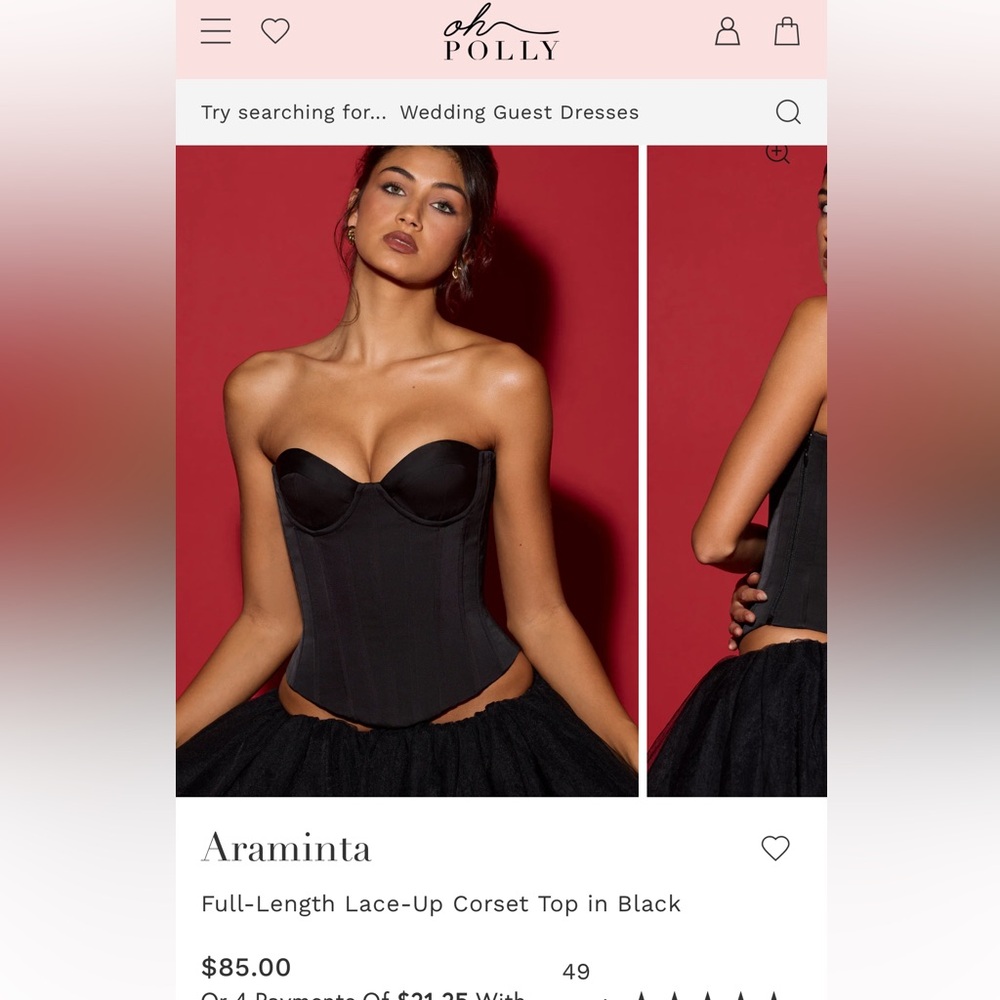 Oh Polly Black Lace-Up Corset